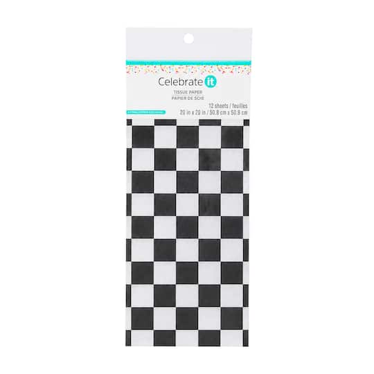 Black & White Checker Tissue Paper Sheets, 12ct. by Celebrate It™